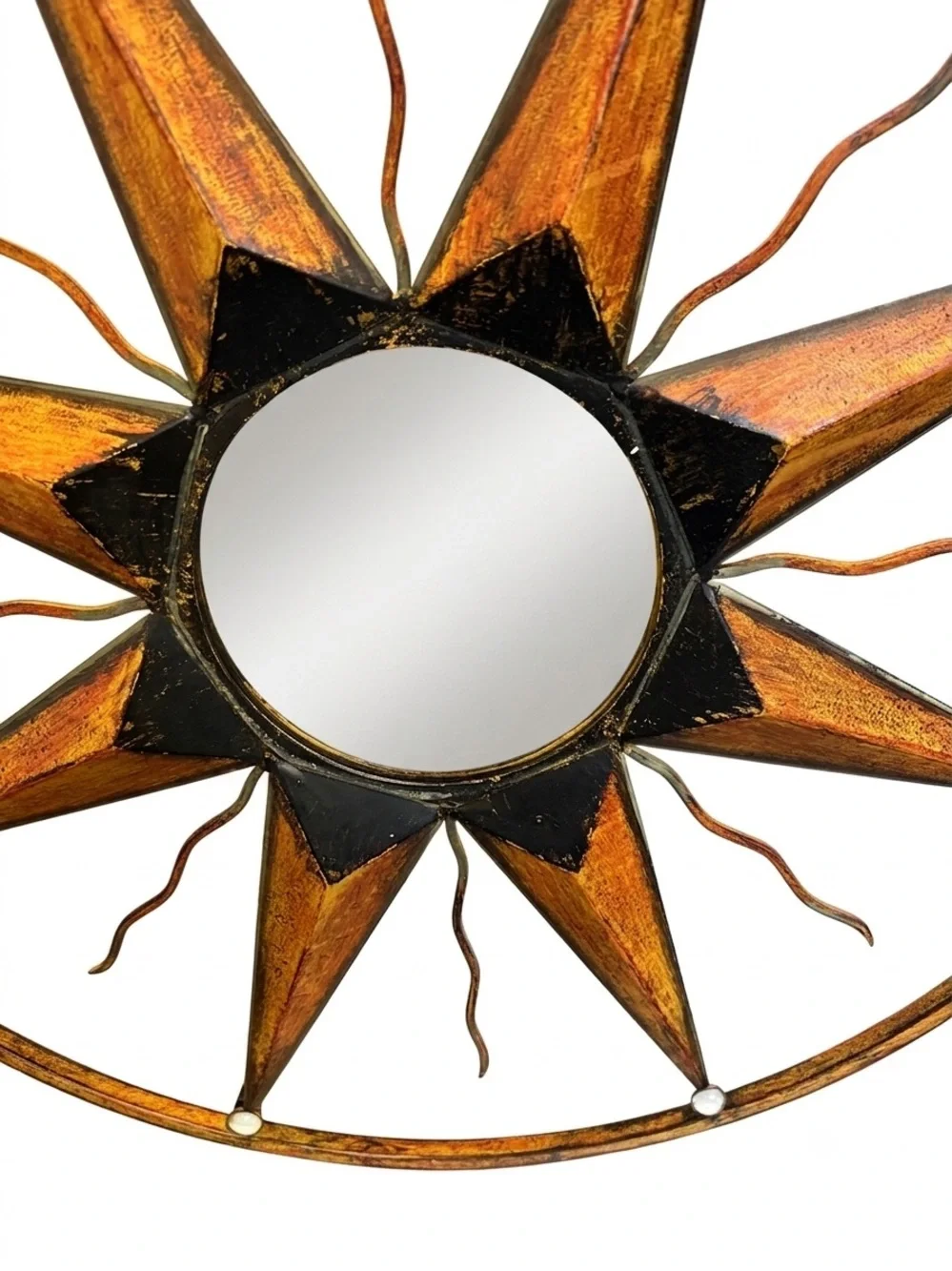 Large Sunburst Starburst Wall Mirror 30” Gold MCM Boho Celestial